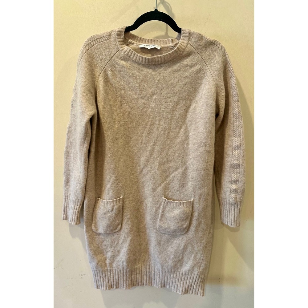 Gerard Darel Paris Sofia‎ Wool & Cashmere Sweater Mini Dress Beige Sz 4 $273 LUX